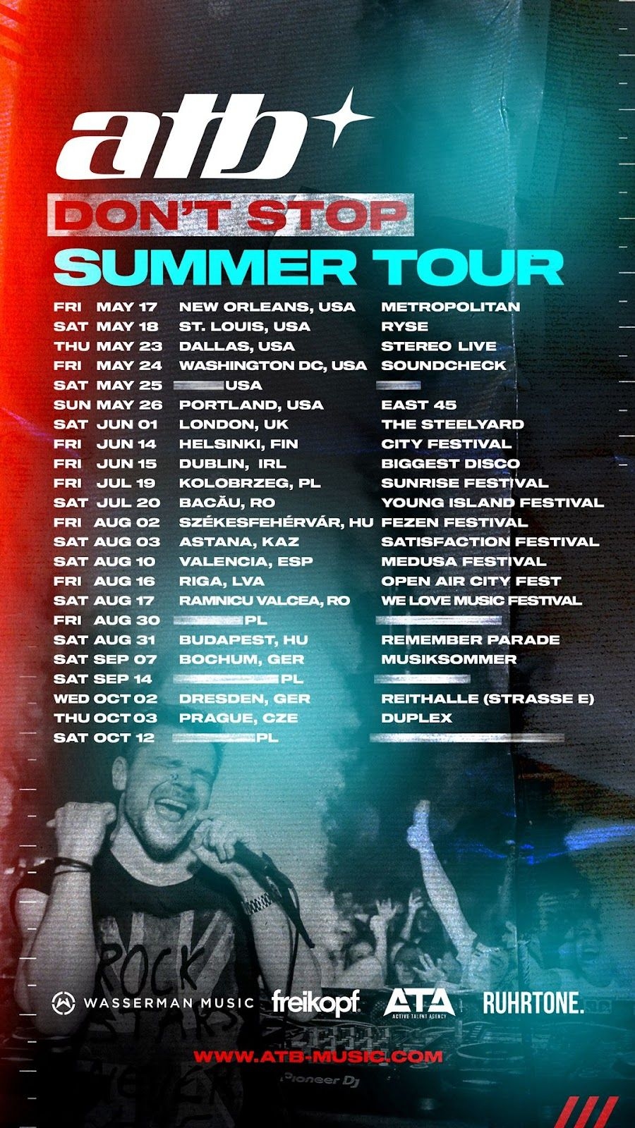 ATB launches “Don’t Stop” Summer Tour